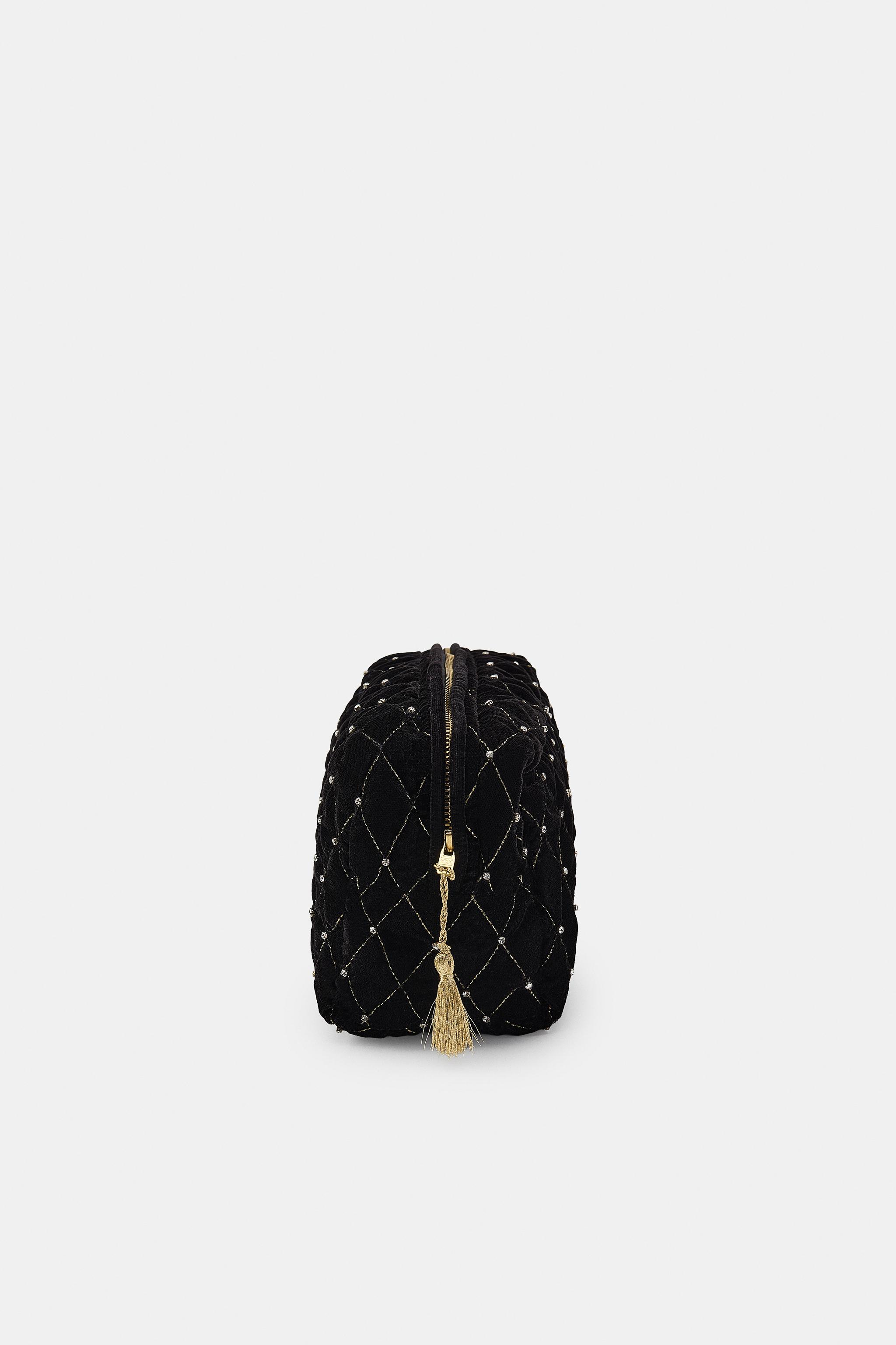 GLITTER VELVET QUILTED TOILETRY BAG